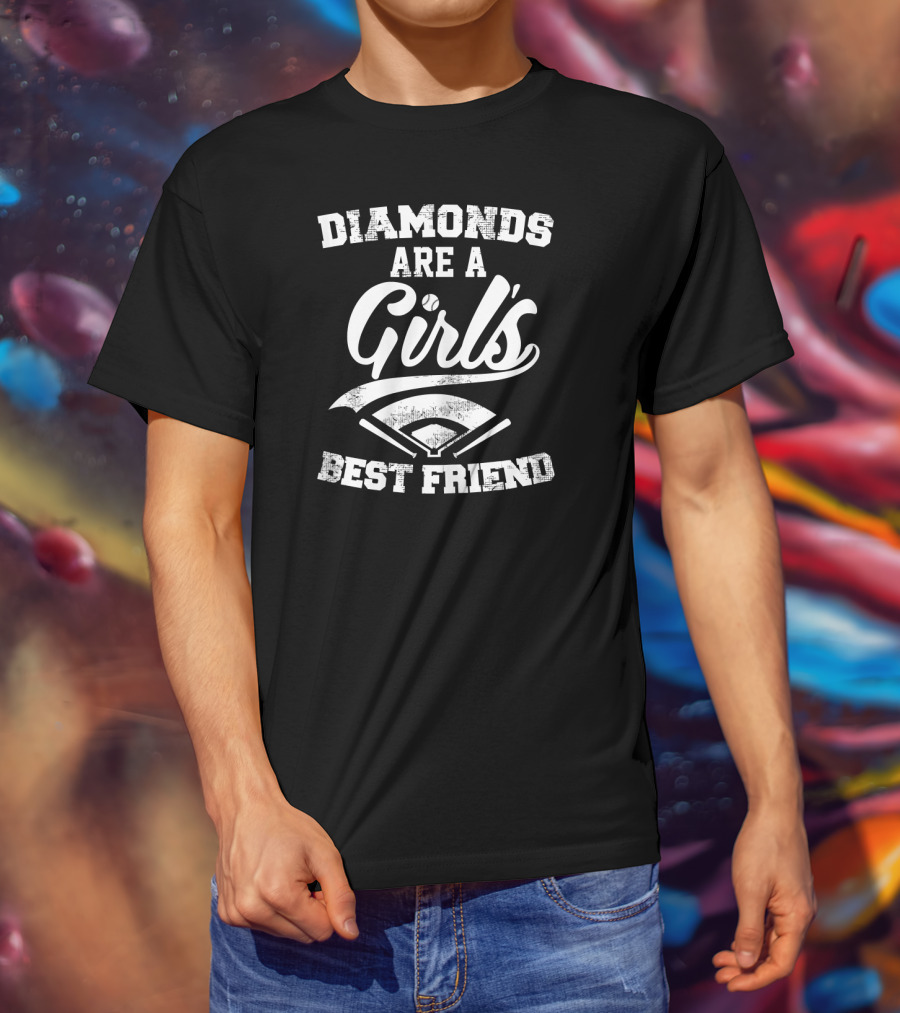 Diamonds Are A Girl's Best Friend Baseball Home Plate T-Shirt
