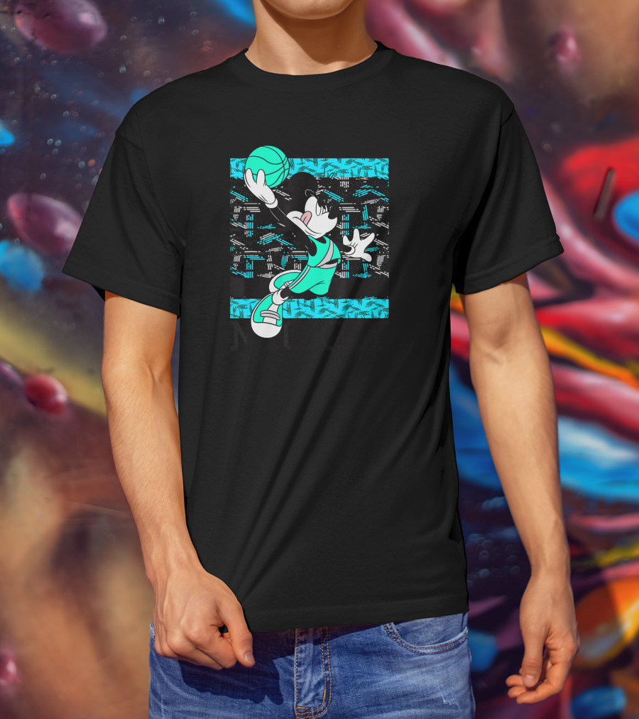 Mickey Mouse Basketball Slam Dunk Teal T-Shirt