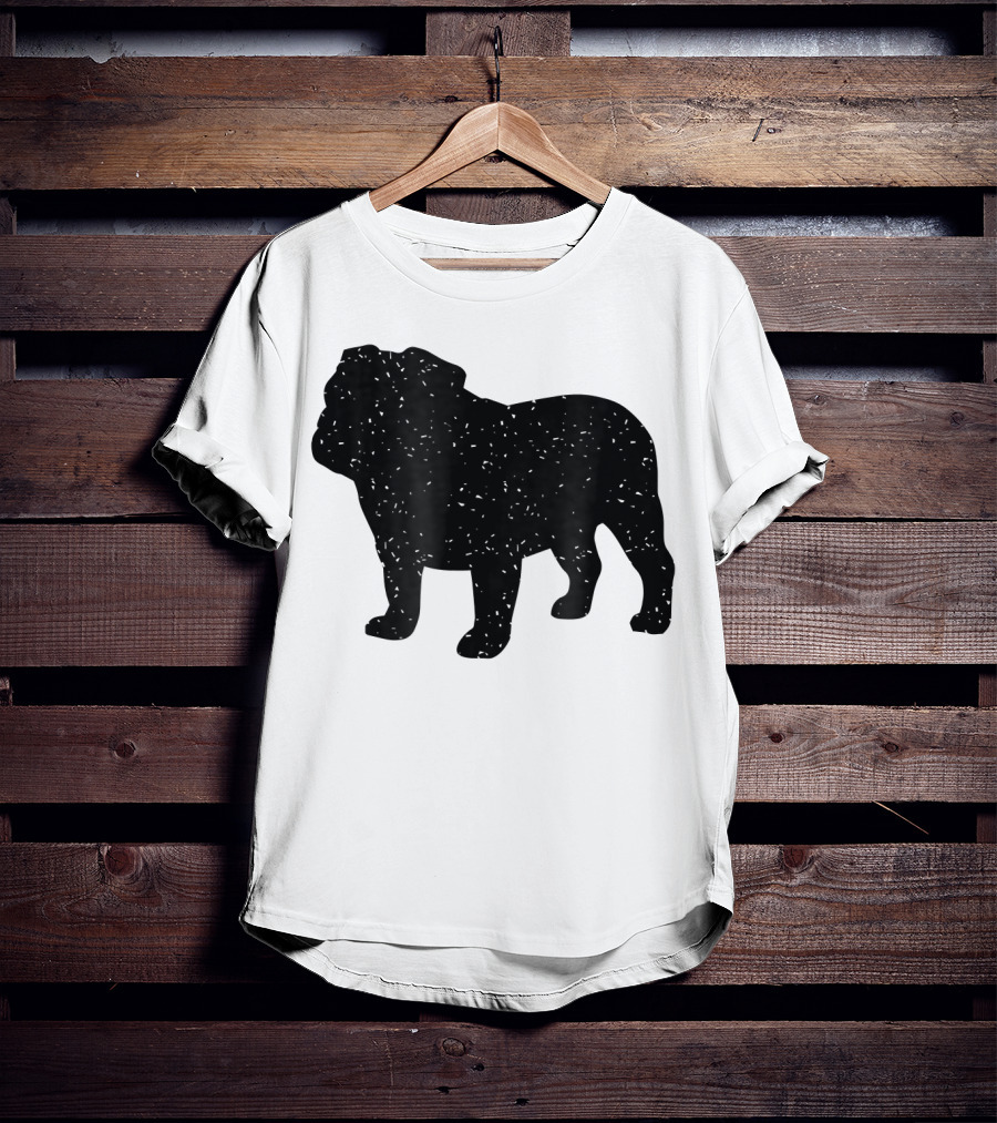 Distressed Black English Bulldog T-Shirt