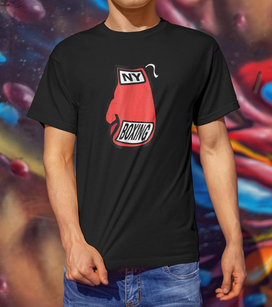NY Boxing Distressed Red Glove T-Shirt