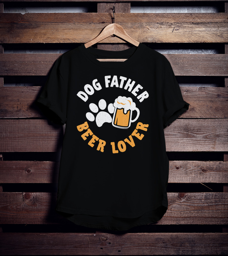 Dog Father Beer Lover Paw Print And Mug T-Shirt