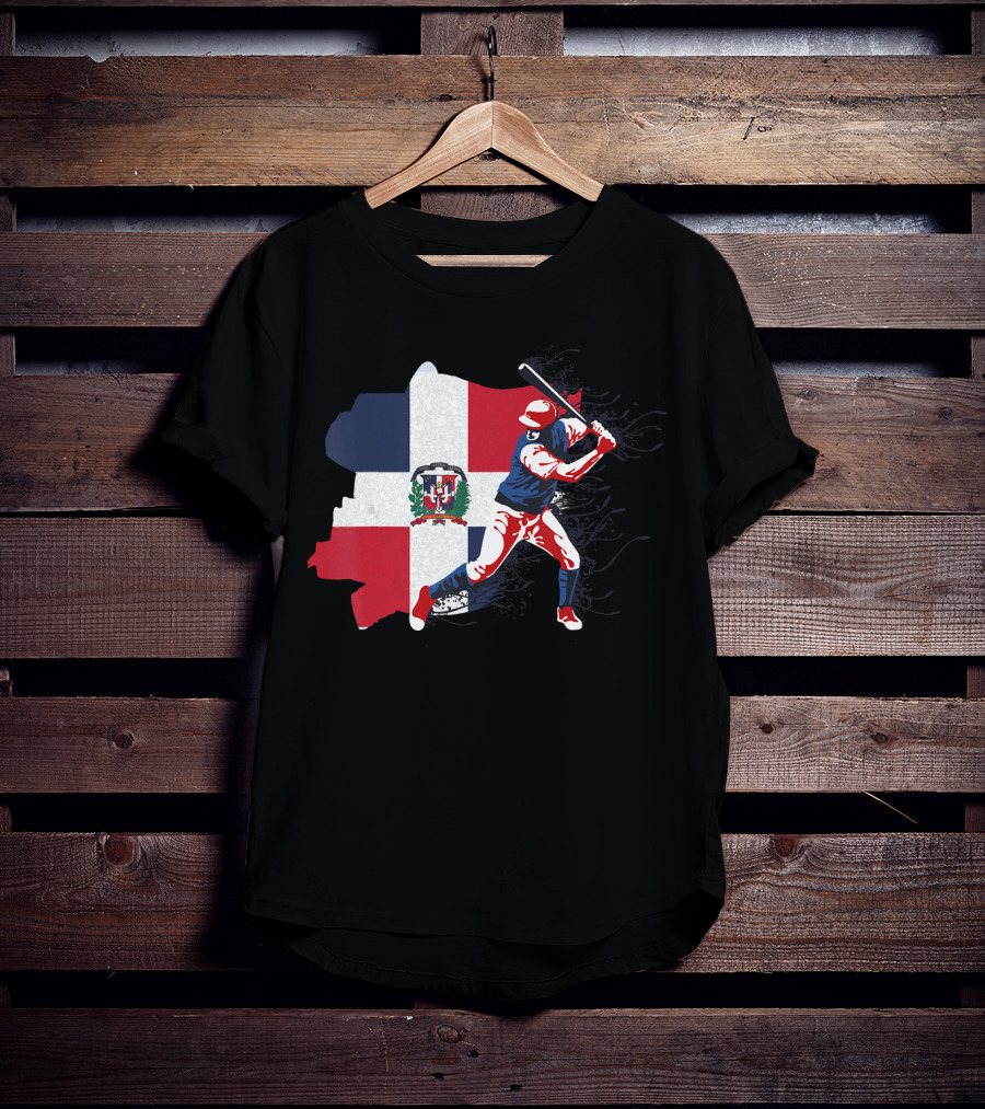 Dominican Republic Flag Baseball Batter T-Shirt