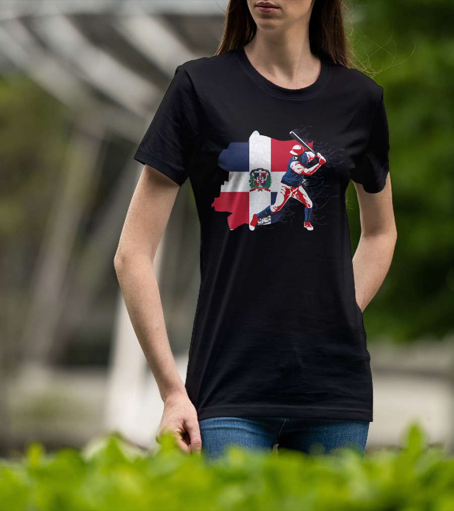 Dominican Republic Flag Baseball Batter T-Shirt
