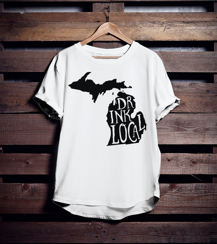 Drink Local Michigan State Outline Craft T-Shirt