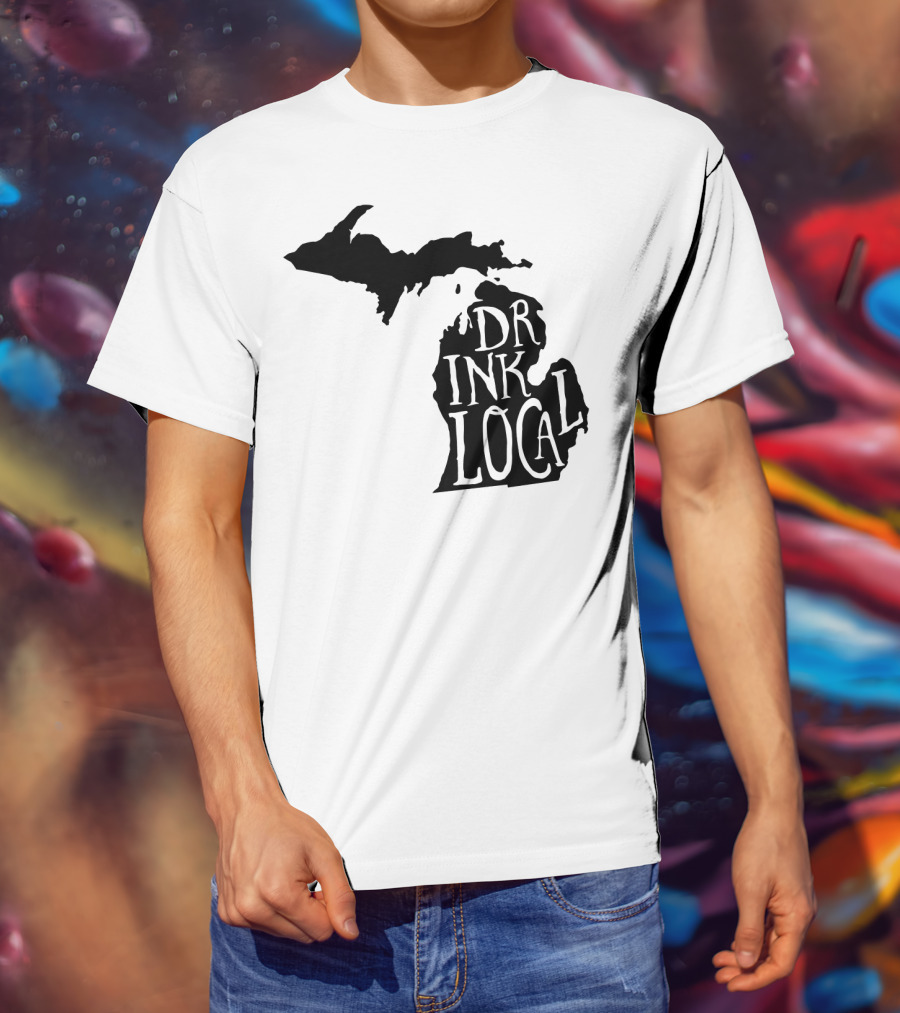 Drink Local Michigan State Outline Craft T-Shirt