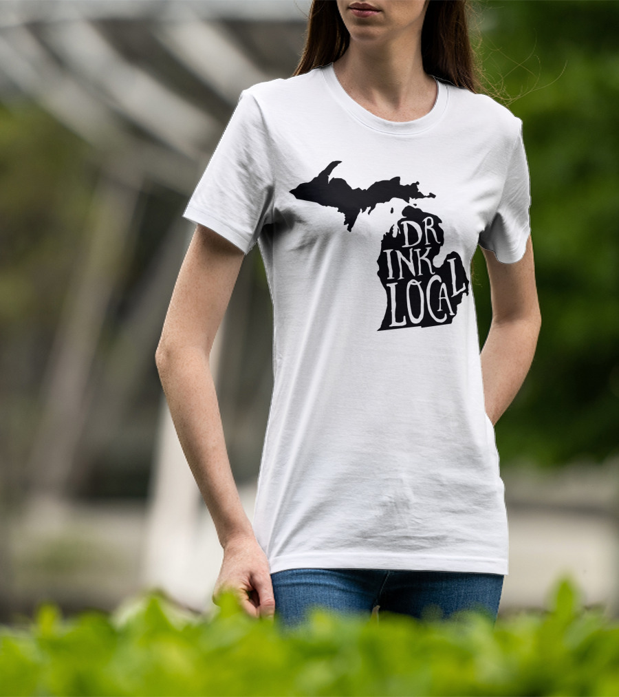 Drink Local Michigan State Outline Craft T-Shirt