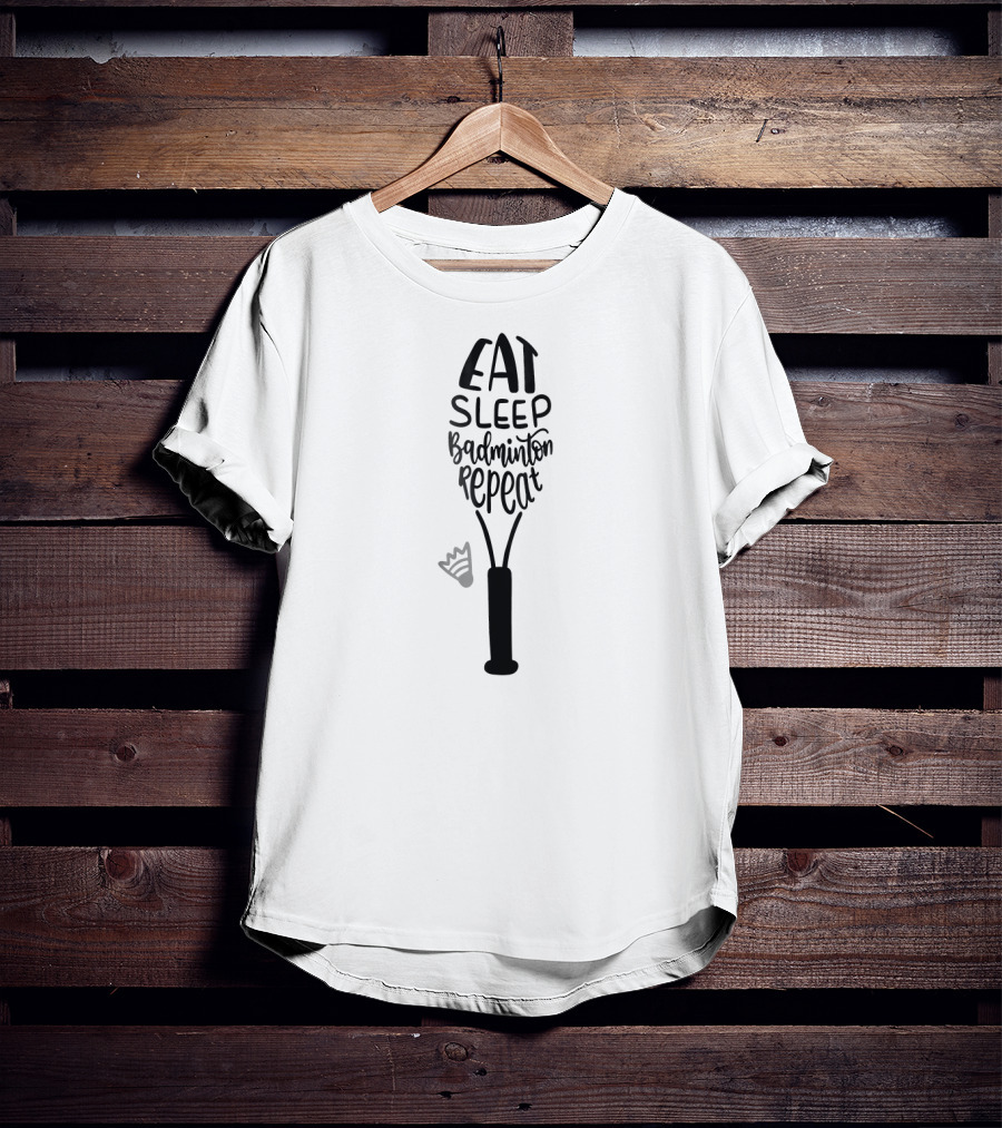 Eat Sleep Badminton Repeat Girly Birdi Badminton Racket Shuttlecock T-Shirt