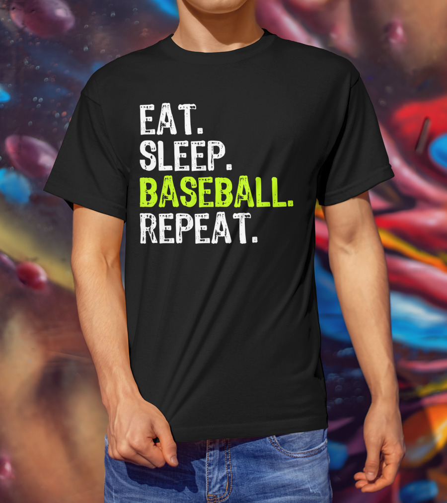 Eat Sleep Baseball Repeat Funny Cool Player Coach T-Shirt