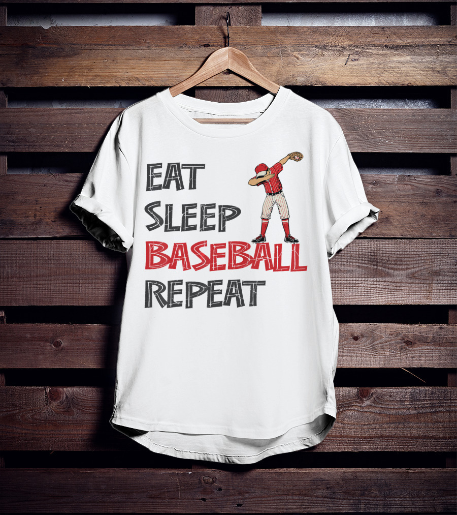 Eat Sleep Baseball Repeat Dabbing Player T-Shirt