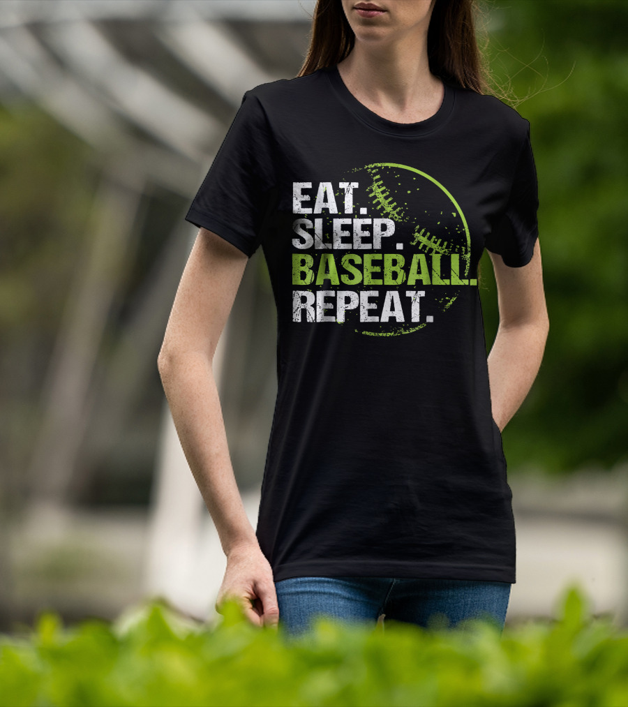 Eat Sleep Baseball Repeat Practice Training T-Shirt