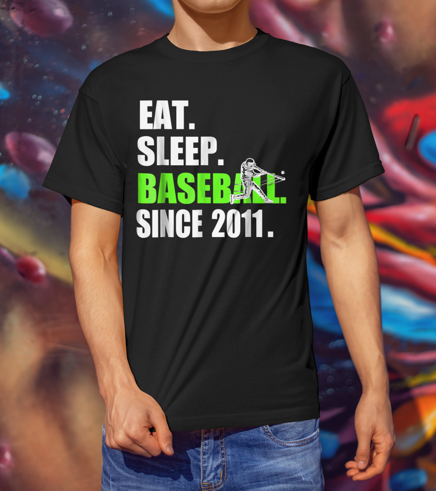 Eat Sleep Baseball Since 2011 Batter Swinging T-Shirt
