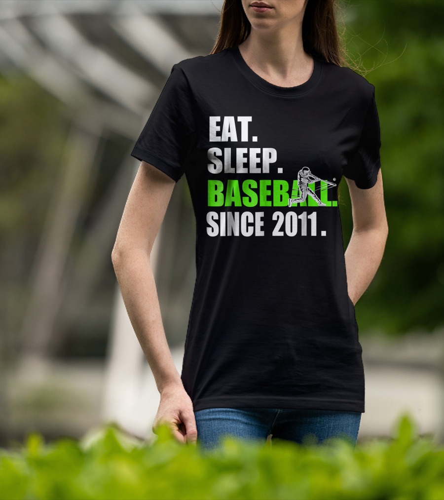 Eat Sleep Baseball Since 2011 Batter Swinging T-Shirt