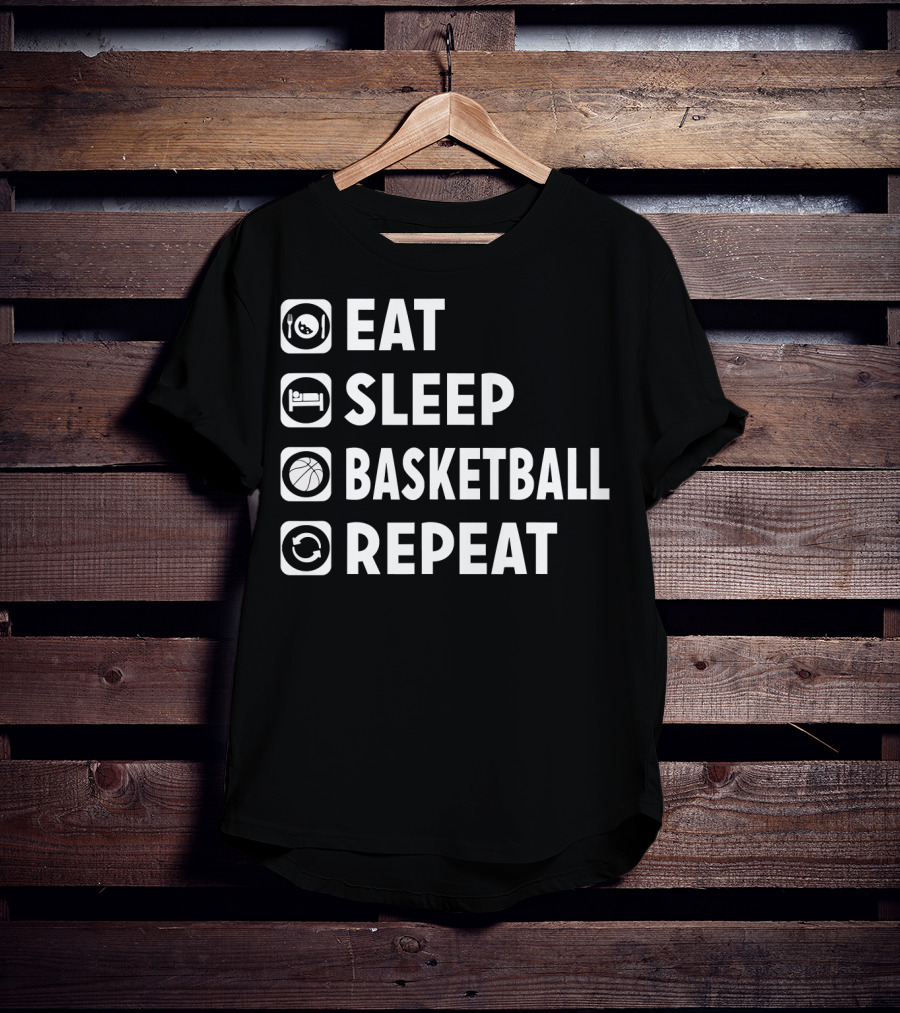 Eat Sleep Basketball Repeat Funny Bas Iconic Lifestyle Routine T-Shirt