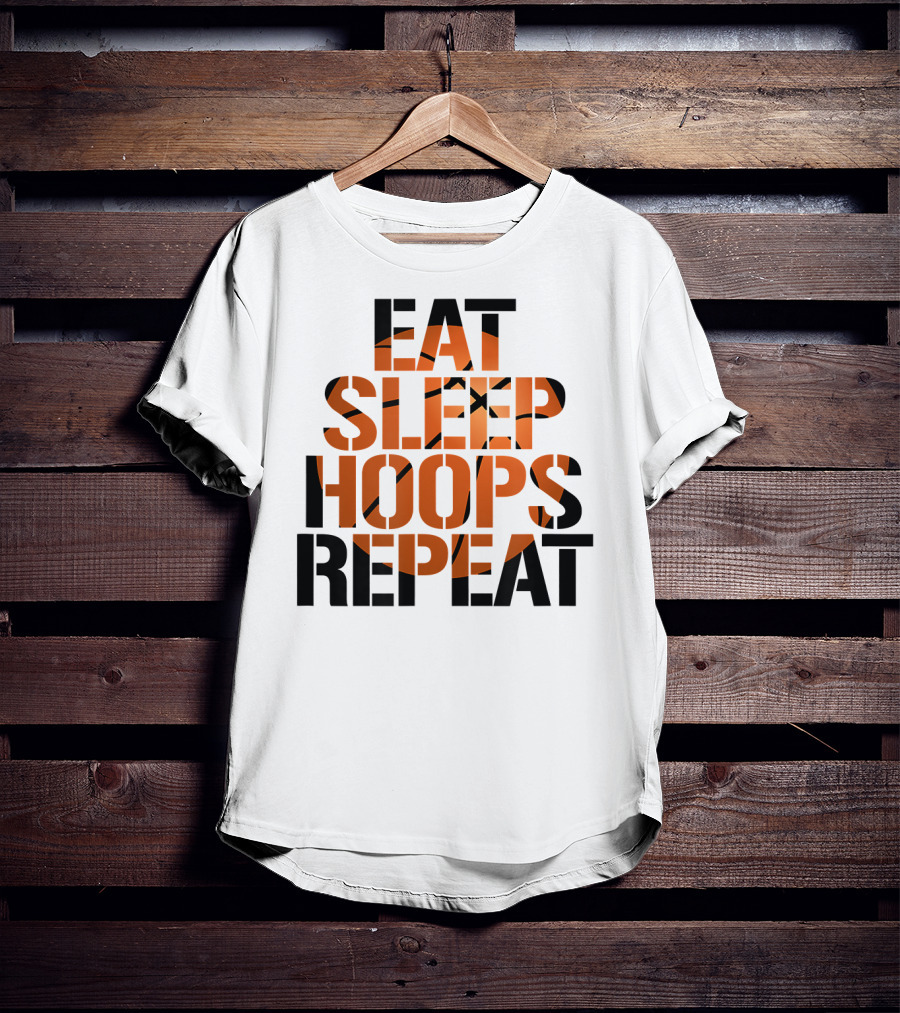Eat Sleep Hoops Repeat Basketball Orange T-Shirt
