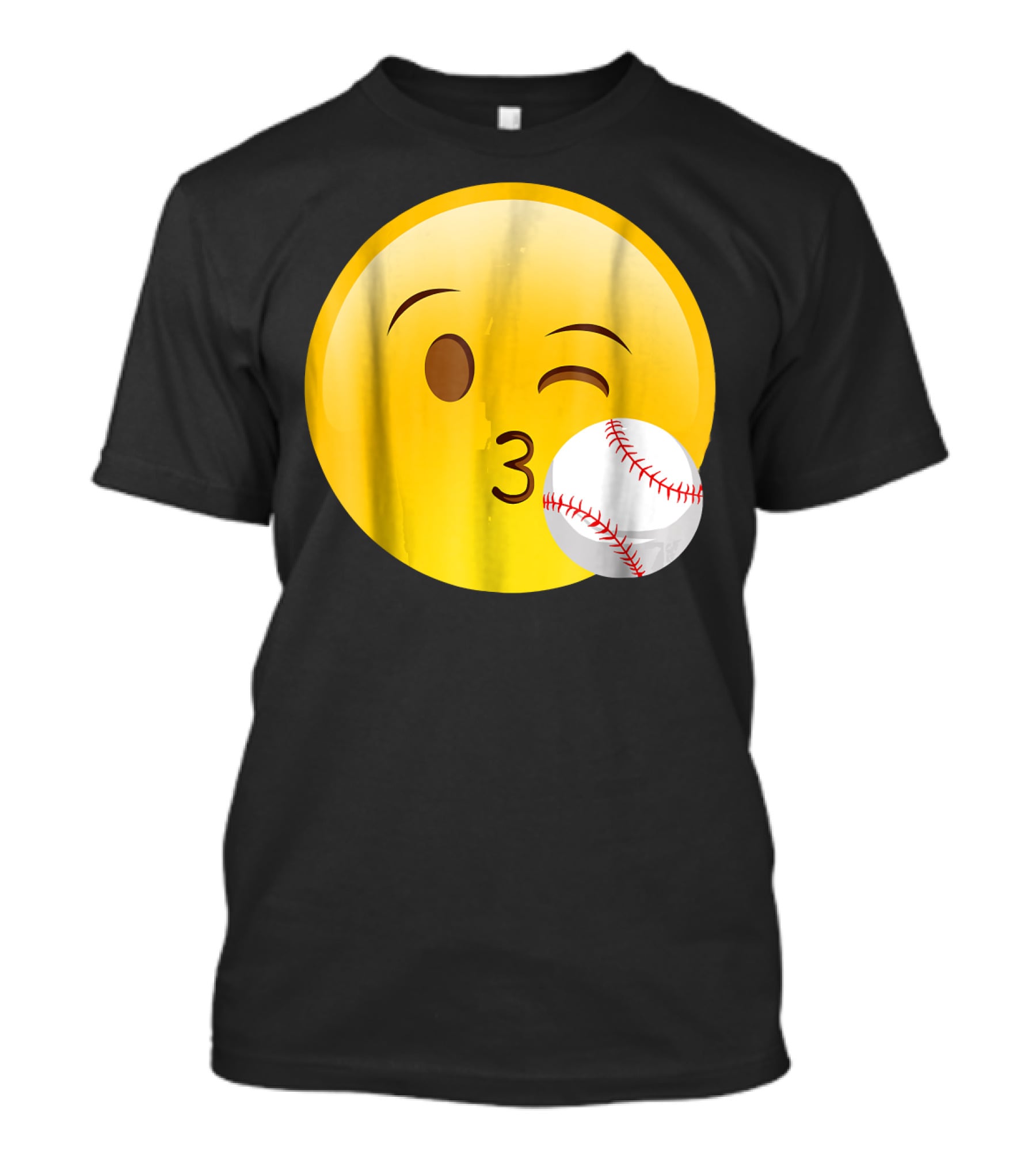 Emoji Baseball Kiss Funny Cute Sports League T-Shirt