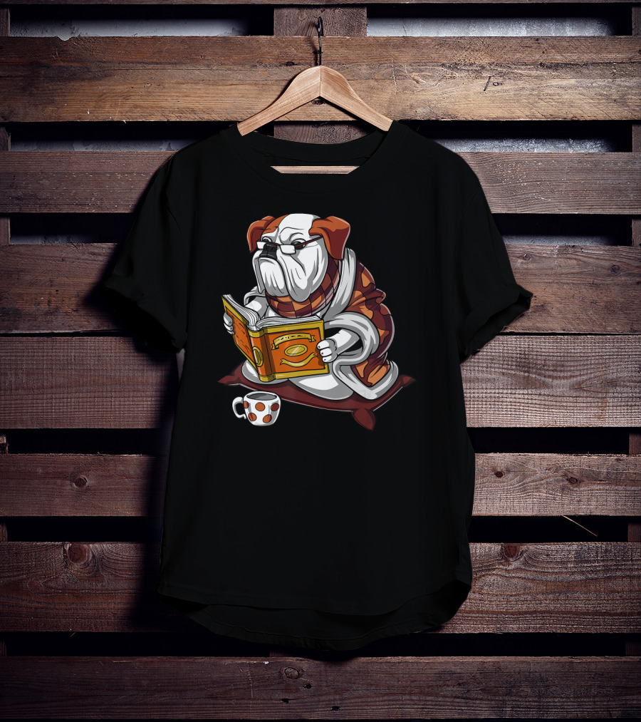 English Bulldog Reading Book Nerd T-Shirt