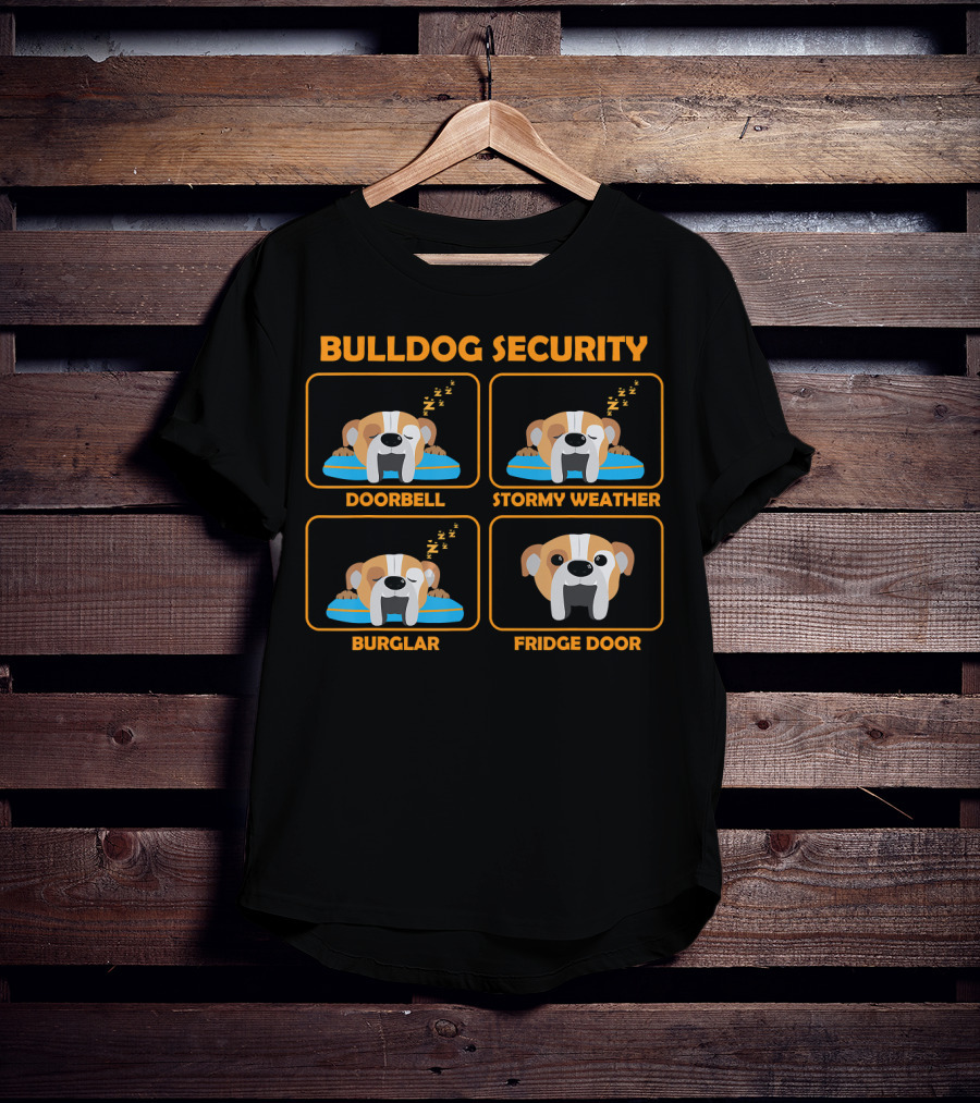 Bulldog Security Doorbell Stormy Weather Burglar Fridge Door T-Shirt