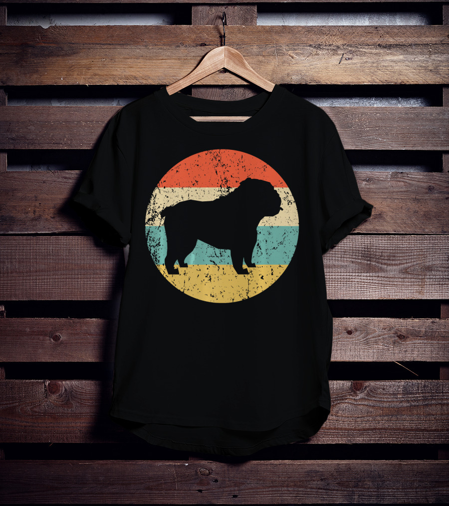 English Bulldog Retro Circle T-Shirt
