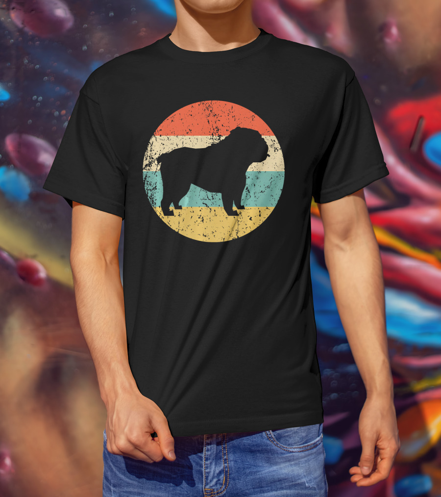 English Bulldog Retro Circle T-Shirt