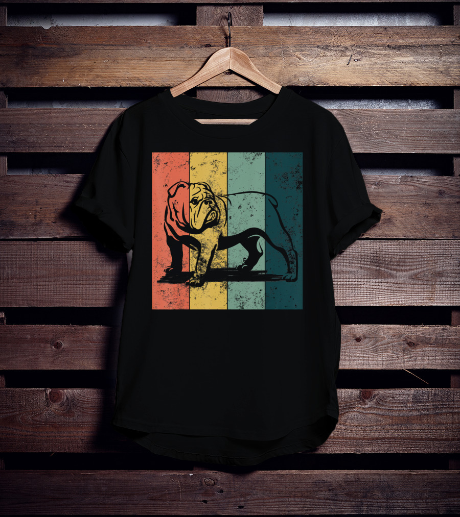 English Bulldog Vintage Stripe T-Shirt
