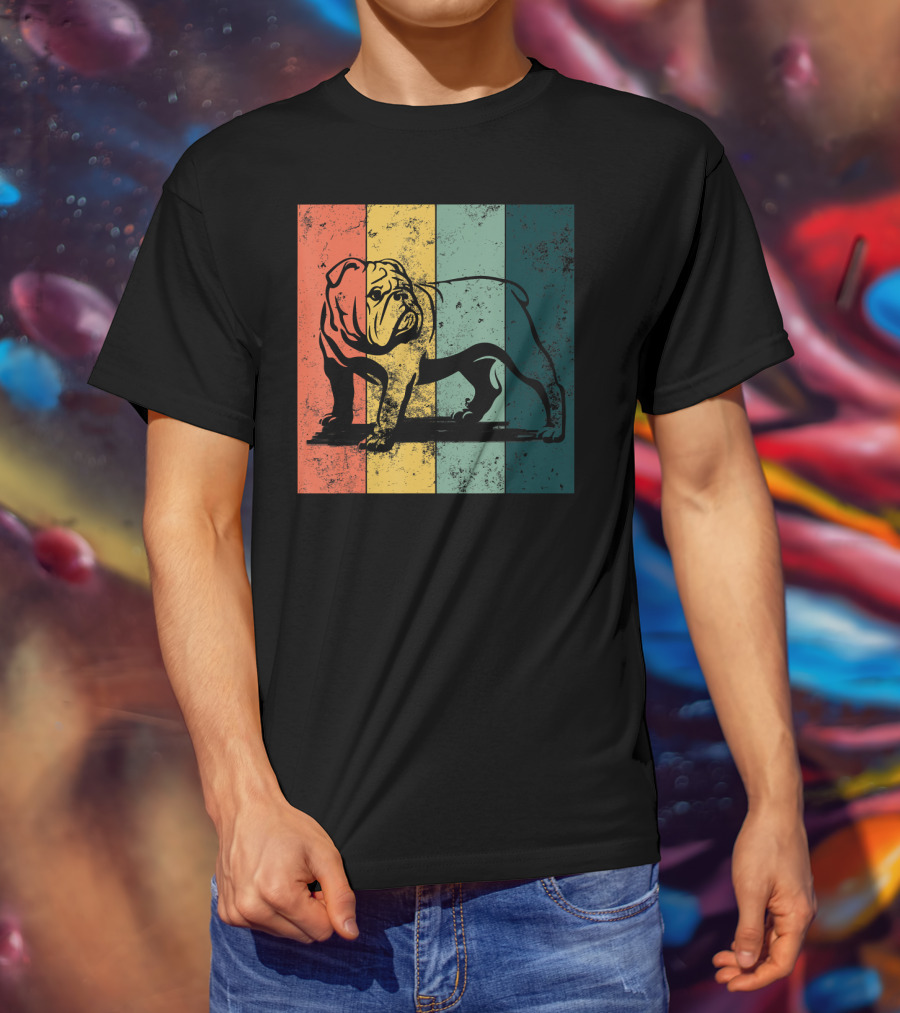 English Bulldog Vintage Stripe T-Shirt