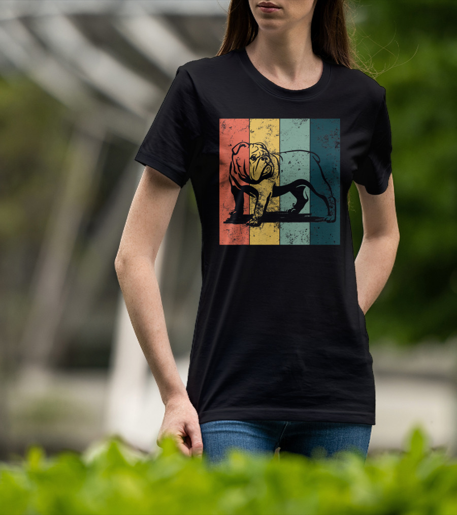 English Bulldog Vintage Stripe T-Shirt