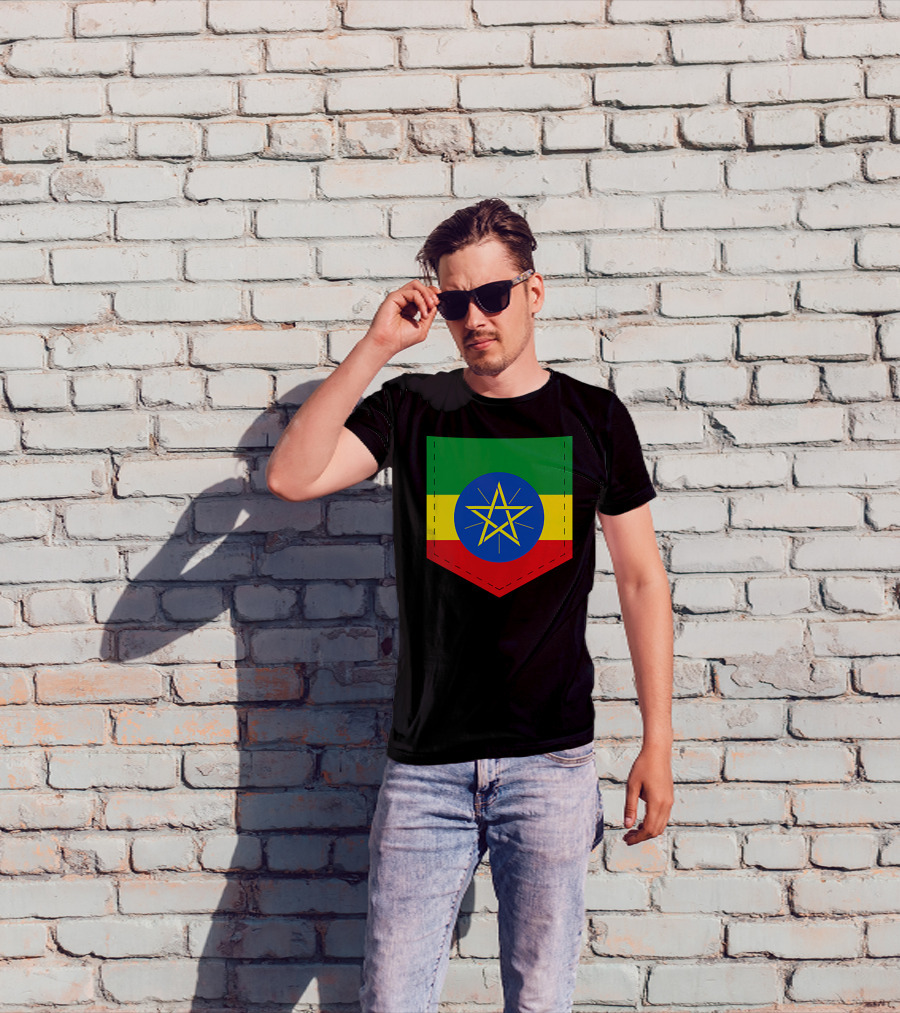 Ethiopia Flag Green Yellow Red With Blue Circle And Star T-Shirt