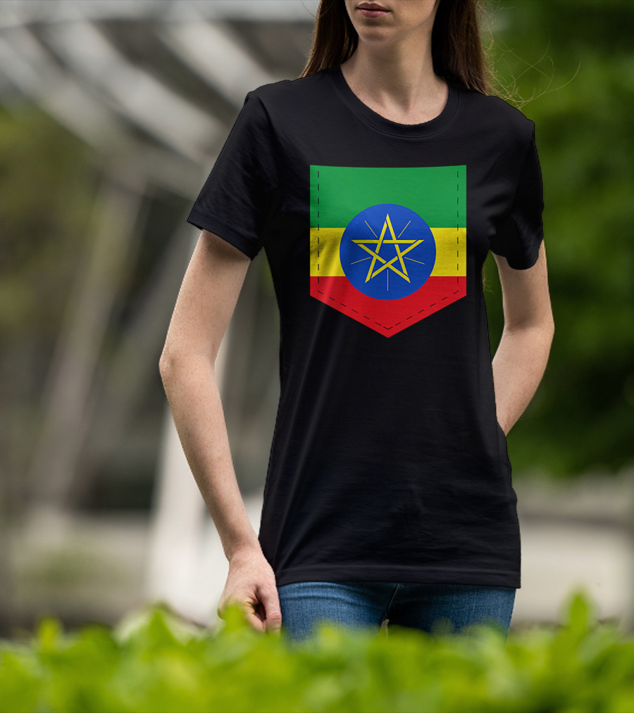 Ethiopia Flag Green Yellow Red With Blue Circle And Star T-Shirt