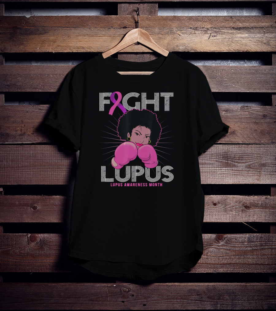 Fight Lupus Lupus Awareness Month Purple Ribbon Boxing Gloves T-Shirt