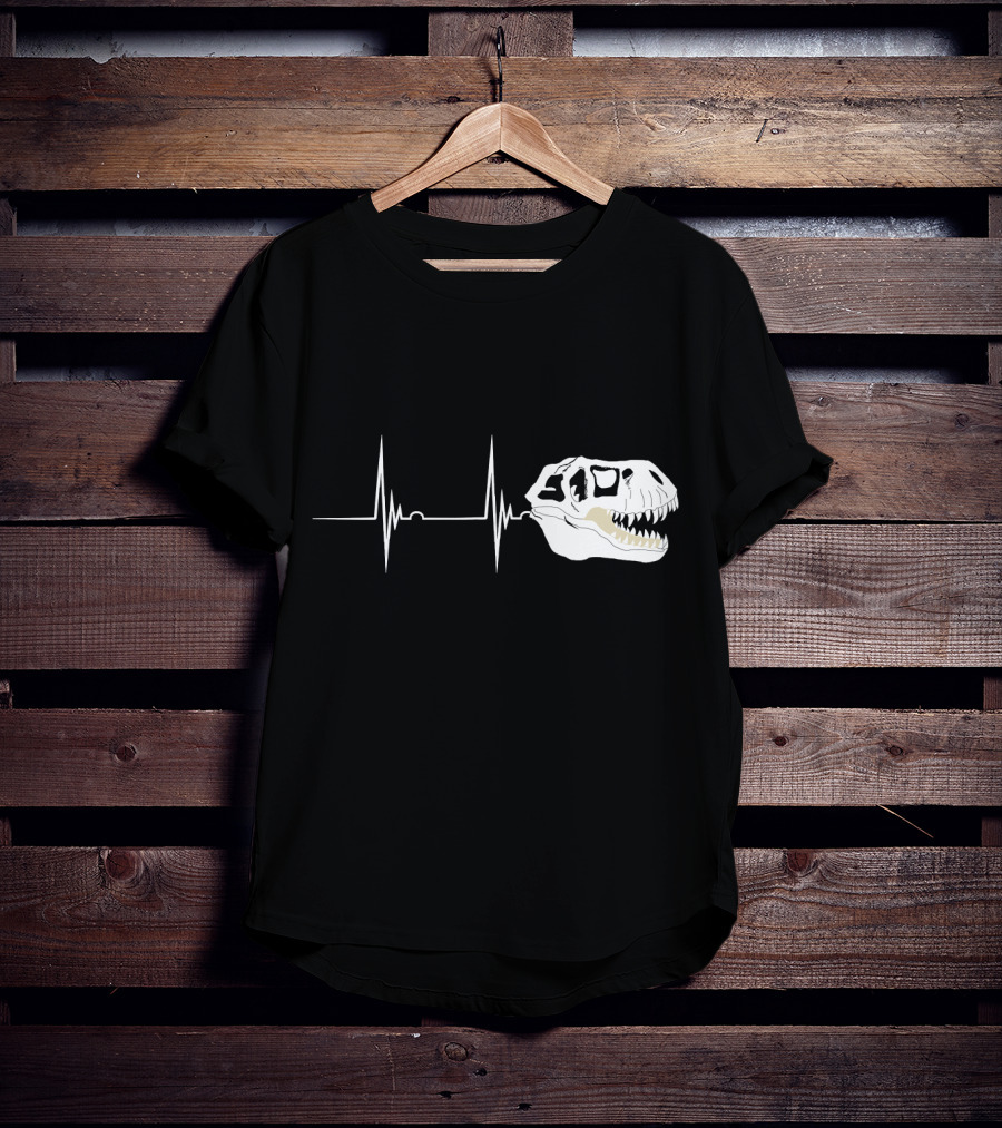 Fossil Heartbeat Hunter T-Rex Skull Dino T-Shirt