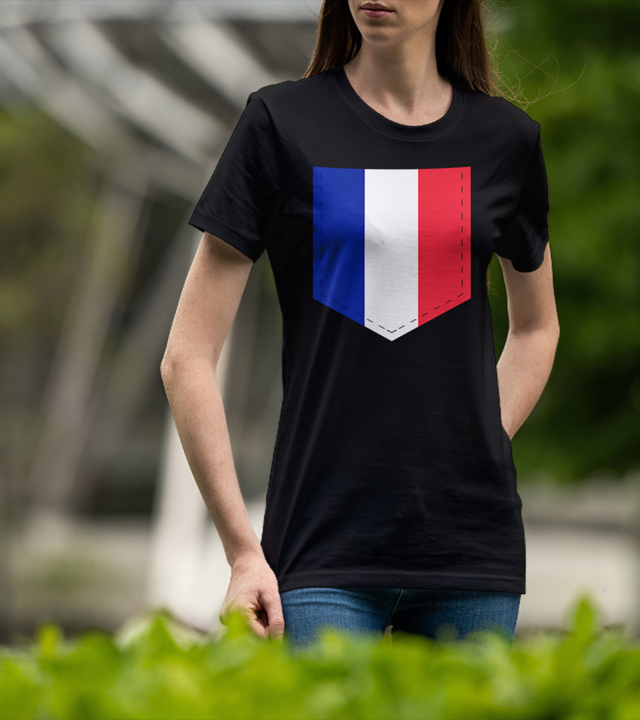 French Flag Blue White Red Pocket T-Shirt
