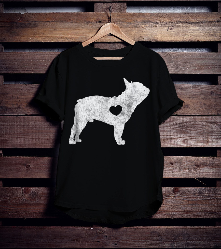 French Bulldog Love Heart Silhouette Frenchie T-Shirt