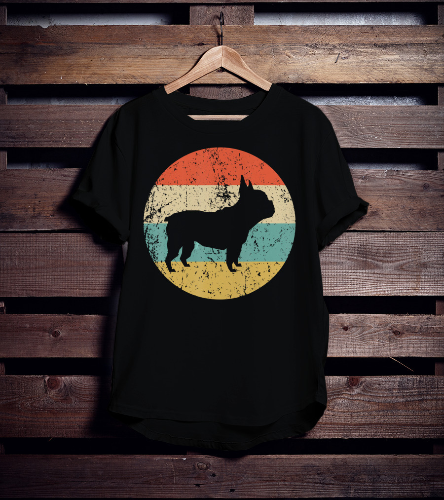 French Bulldog Silhouette Retro Circle T-Shirt