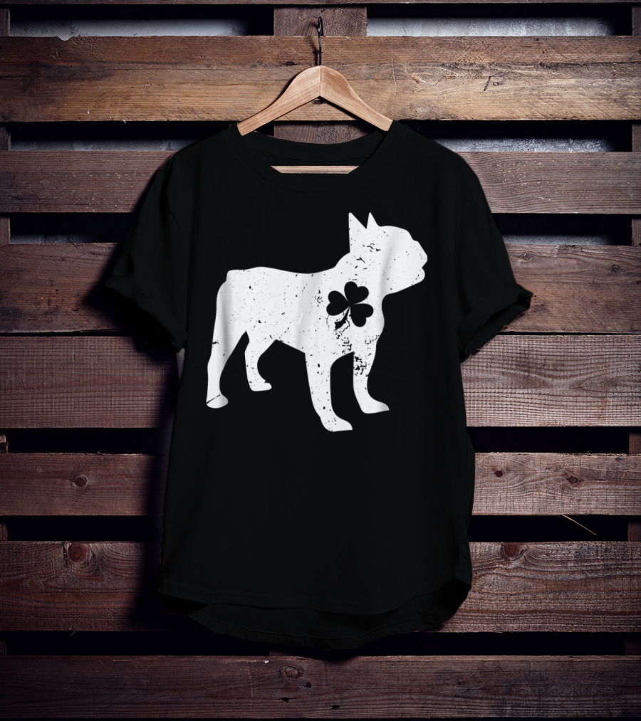 French Bulldog With Shamrock For St Patrick's Day T-Shirt