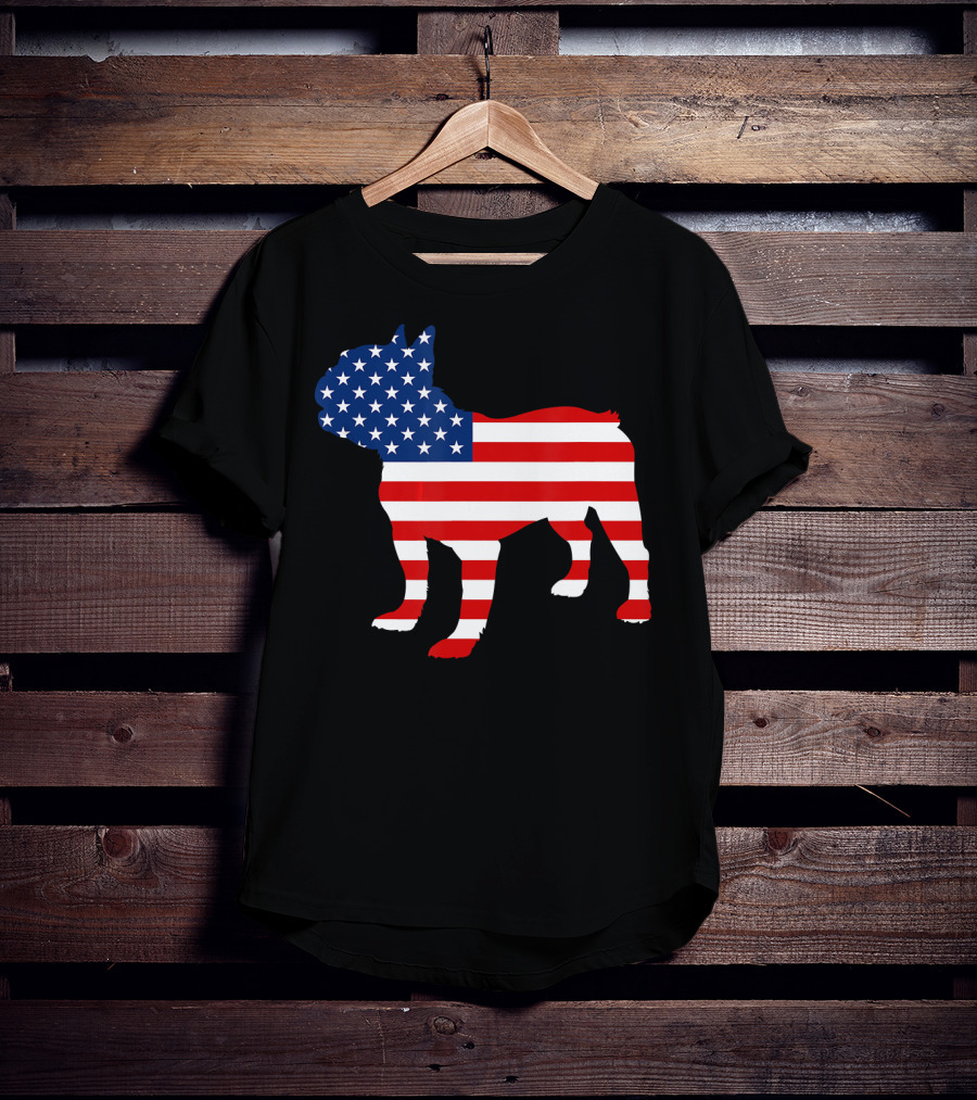 French Bulldog American Flag Fourth Of July USA T-Shirt