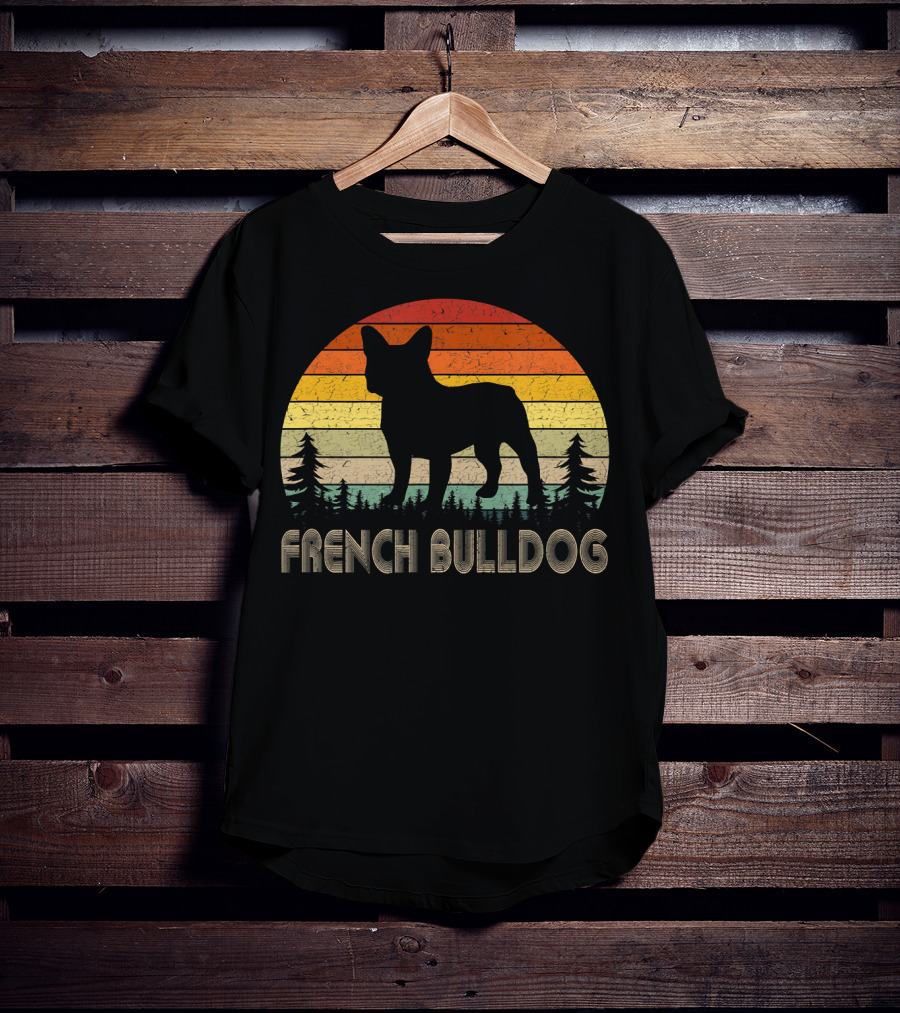 French Bulldog Vintage Dog 70's Retro Sunset T-Shirt