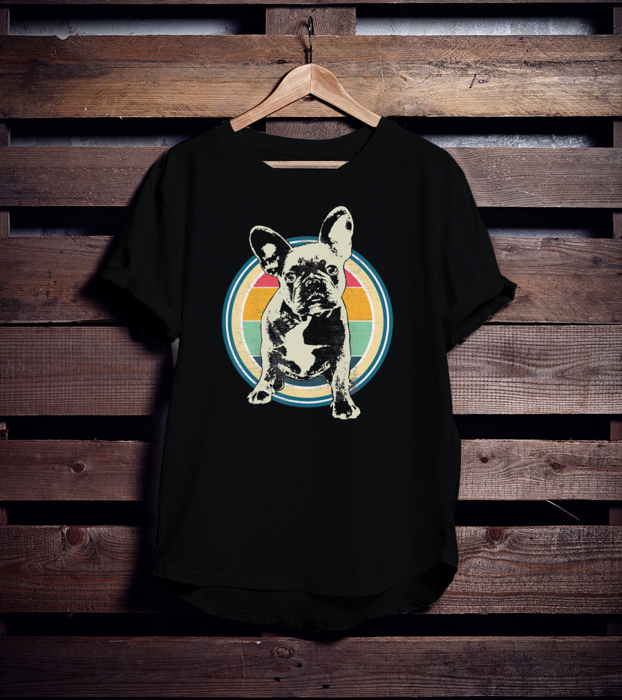 French Bulldog Vintage Retro Circle T-Shirt