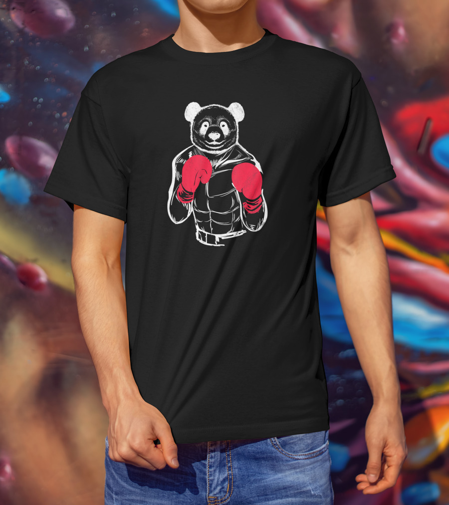 Friendly Panda Bear Boxer With Red Boxing Gloves T-Shirt