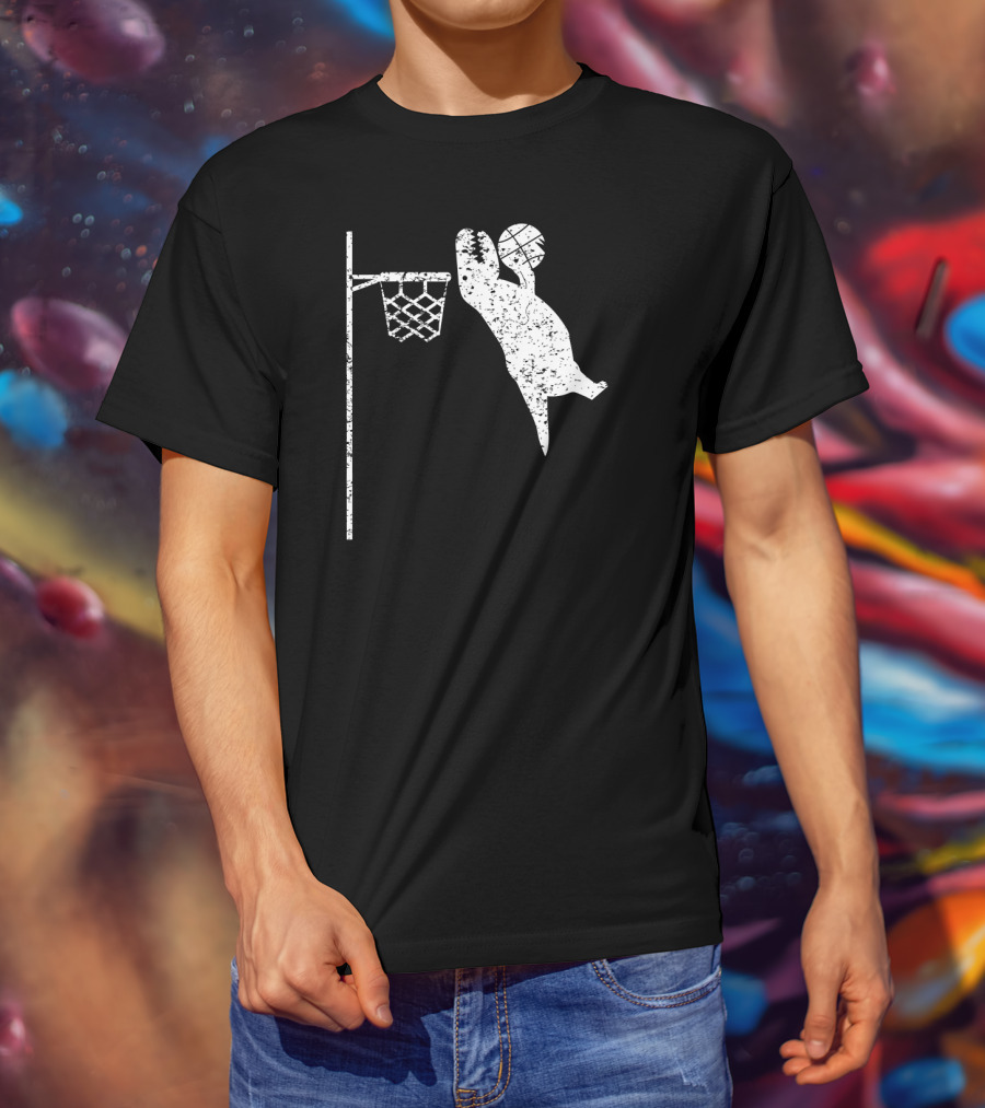 Jumping Tyrannosaurus Rex Dunks Basketball Hoop T-Shirt