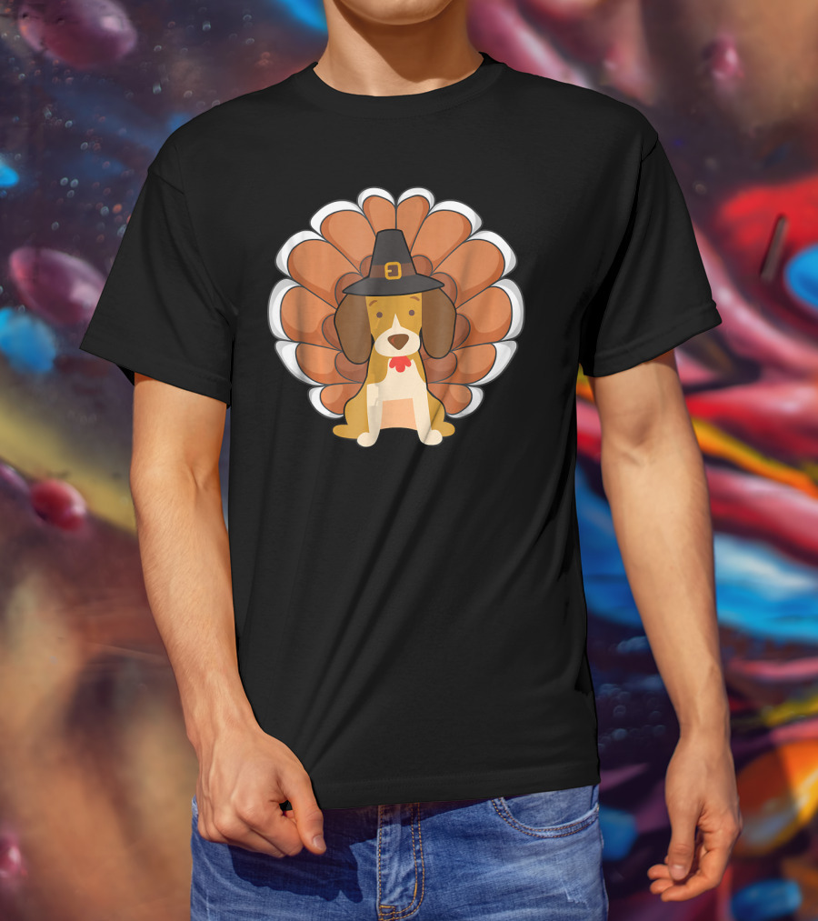 Funny Beagle Turkey Thanksgiving Hat Humor T-Shirt