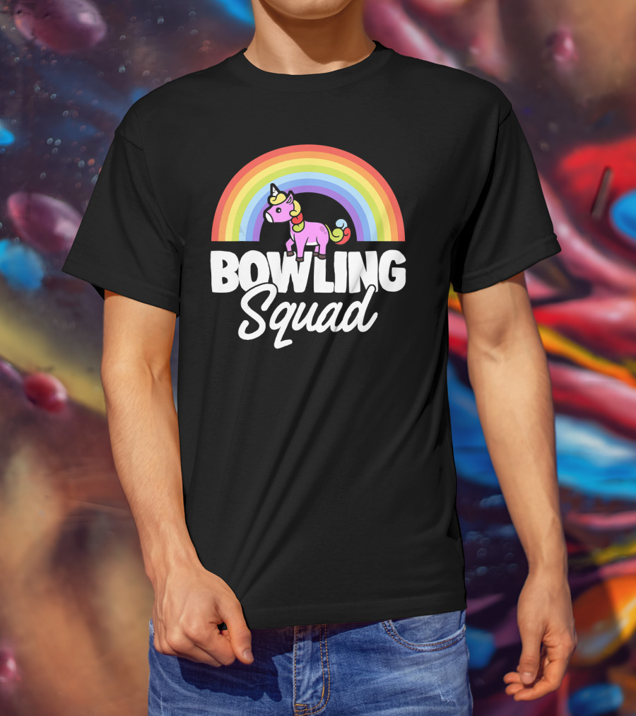 Bowling Squad Funny Unicorn Rainbow T-Shirt