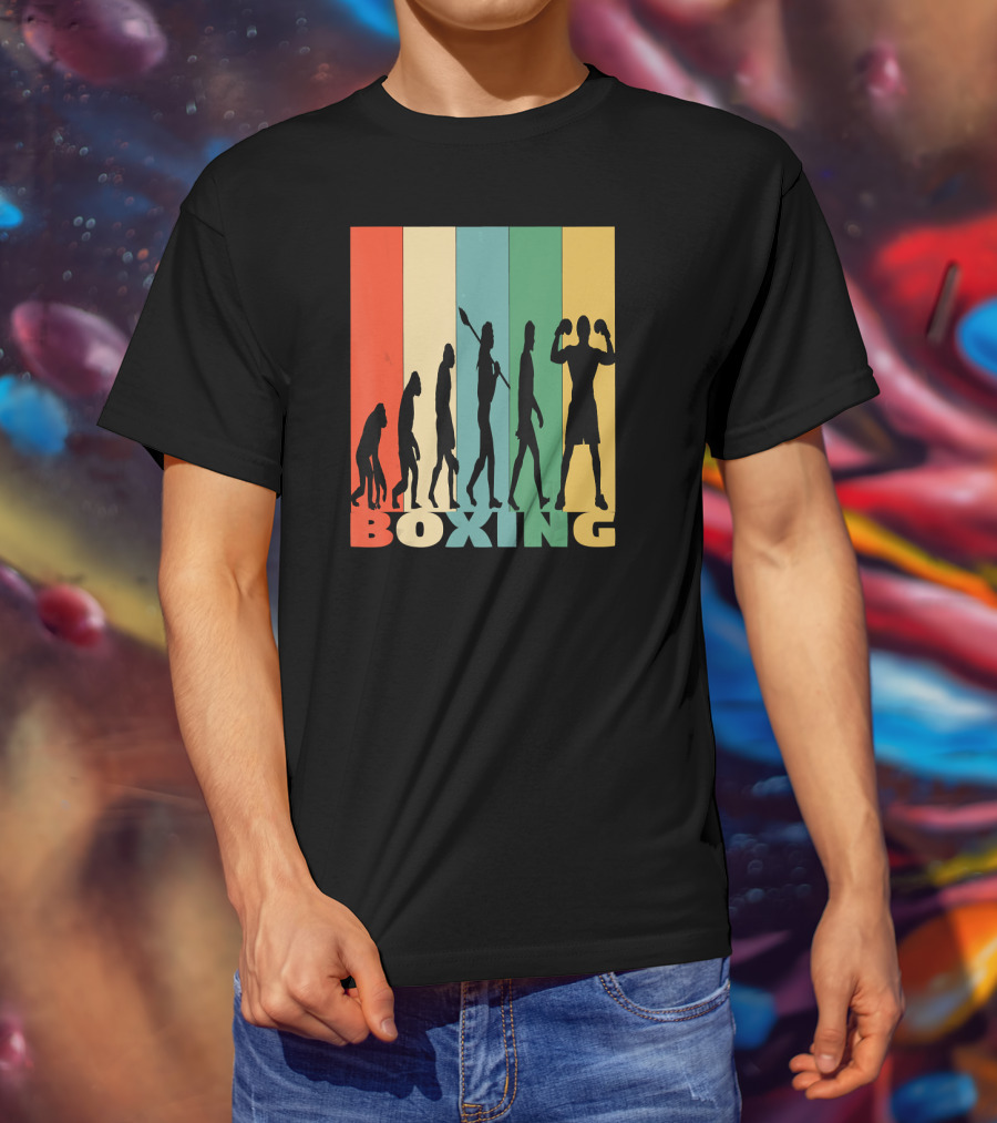 Boxing Evolution Vintage Silhouette Humor T-Shirt