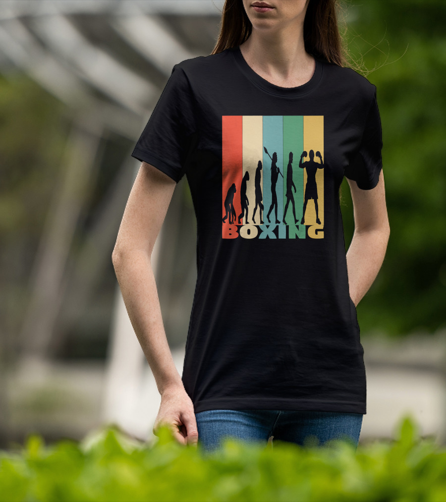 Boxing Evolution Vintage Silhouette Humor T-Shirt