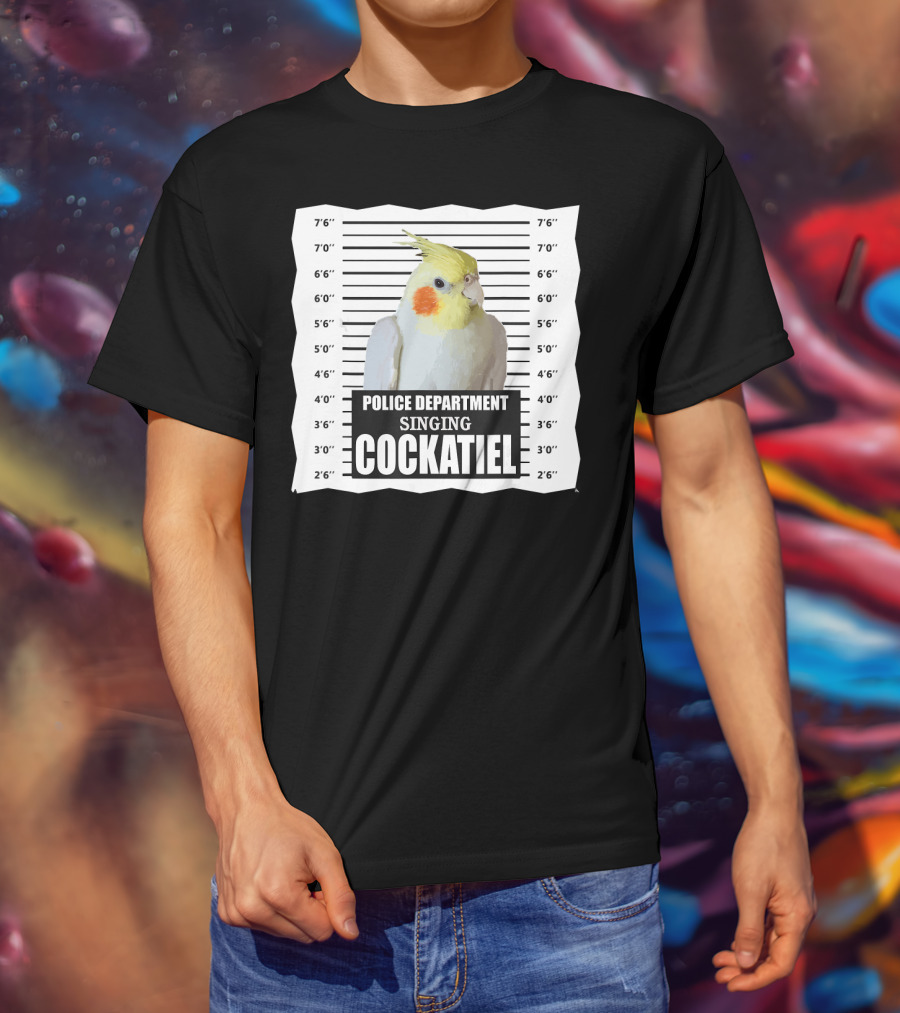 Police Department Singing Cockatiel Mugshot T-Shirt