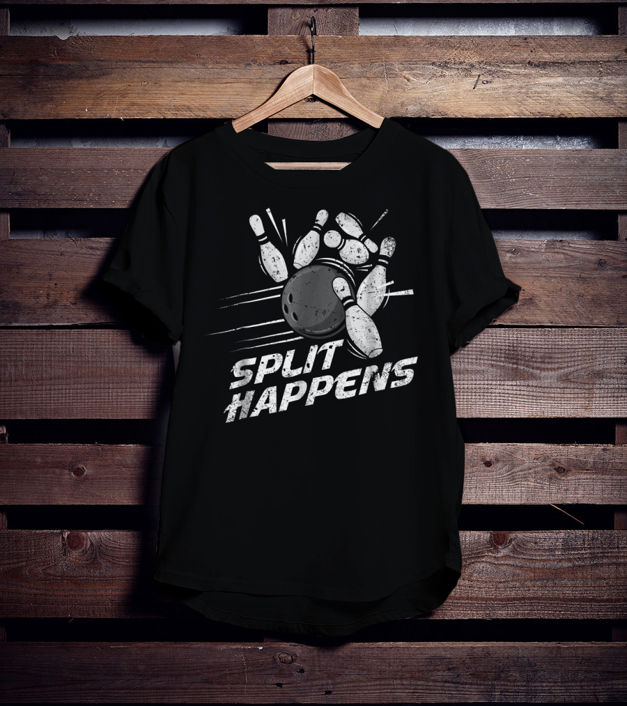 Split Happens Distressed Bowling Humor T-Shirt