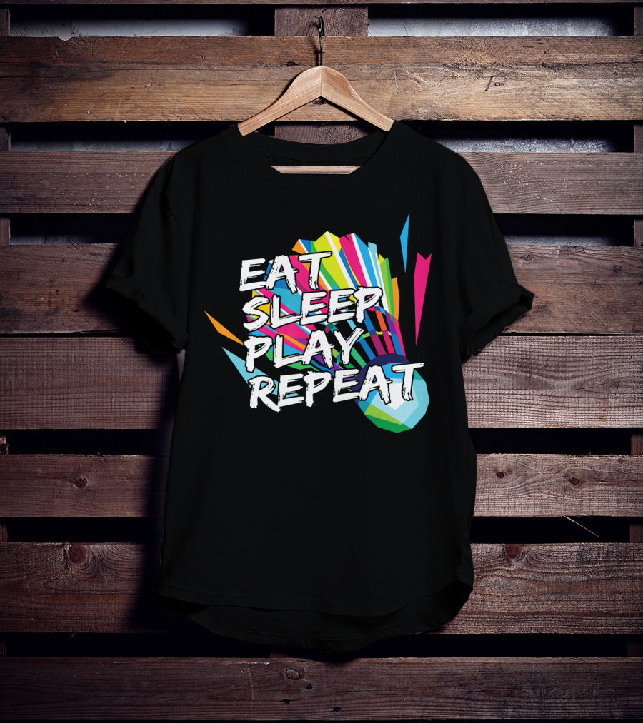 Eat Sleep Play Repeat Badminton Shuttlecock T-Shirt