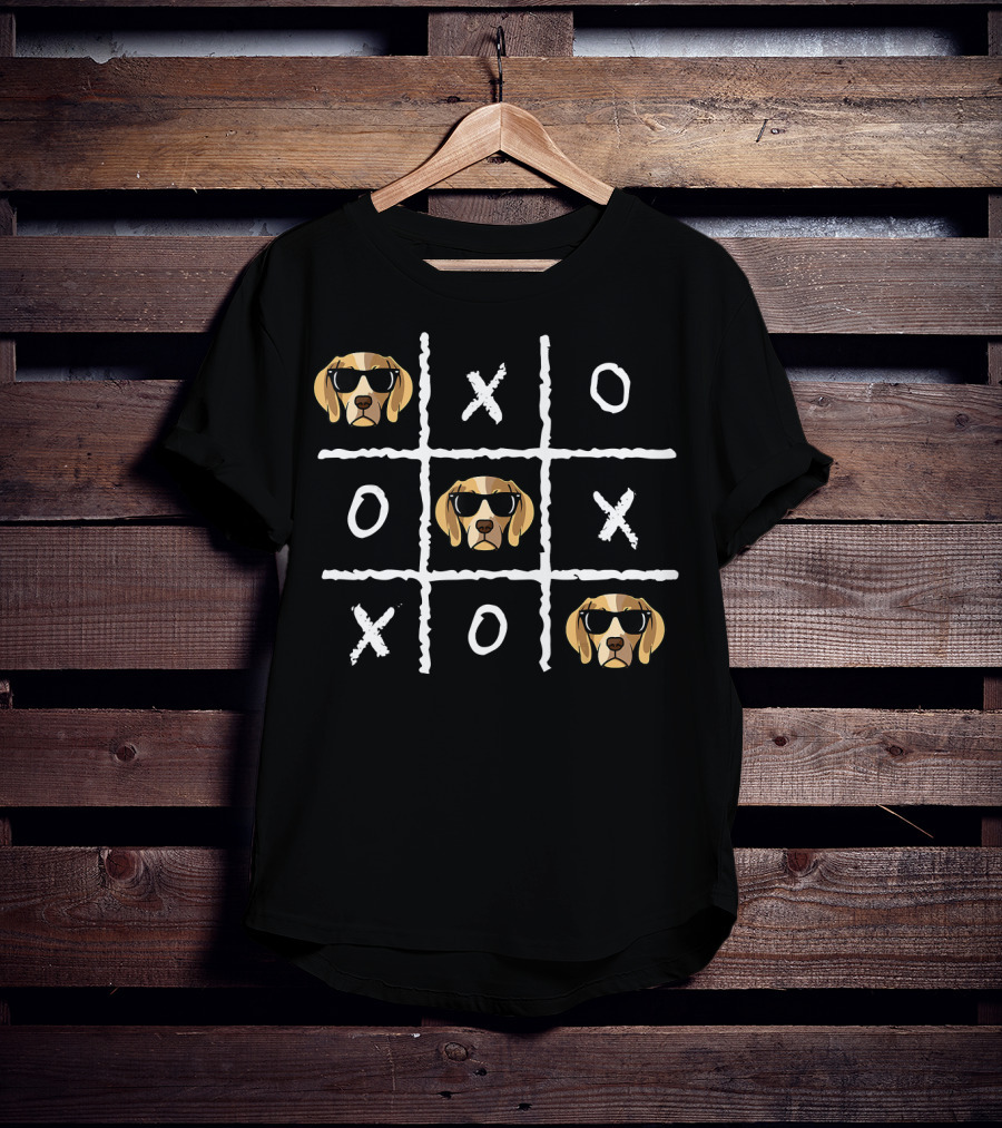 Tic Tac Toe Funny Vintage Nostalgic Beagle Dog Sunglasses T-Shirt