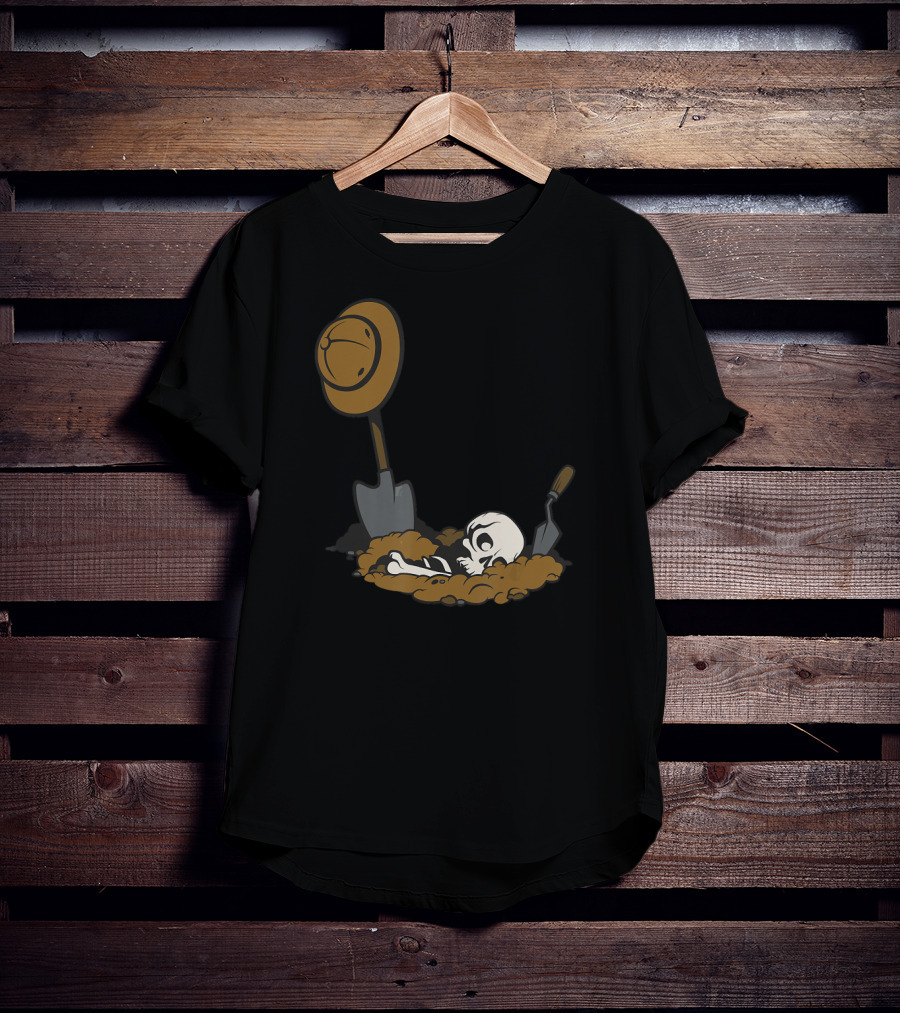 Funny Skull Archaeology Digging Scene T-Shirt