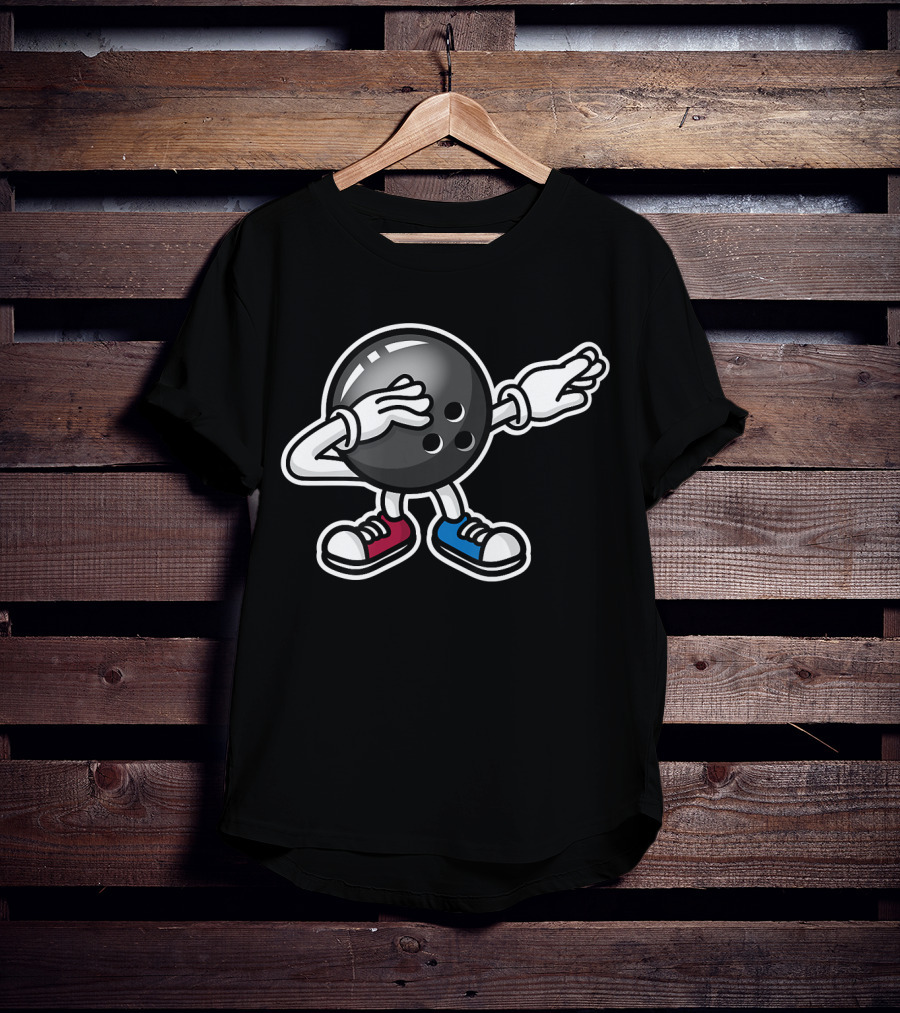 Funny The Dab Dabbing Bowling Ball Kid Bowle Sneakers T-Shirt