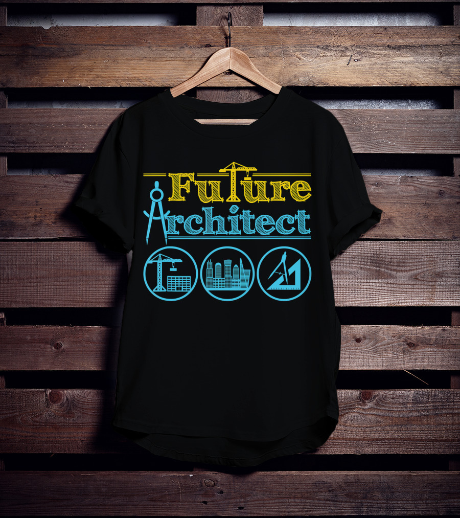 Future Architect Architecture Crane Compass Skyline Drafting T-Shirt